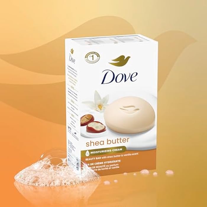 Dove Beauty Bar Soap Shea Butter, 8 Bars for Nourished, Radiant Skin, Enriches Skin 3.75 oz - Image 4